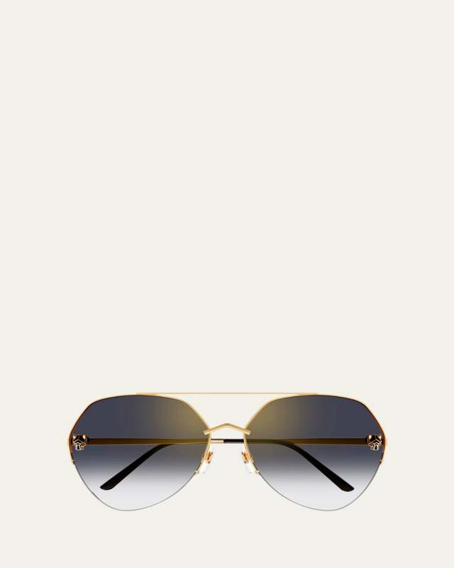 Panther Rounded Geometric Metal Sunglasses